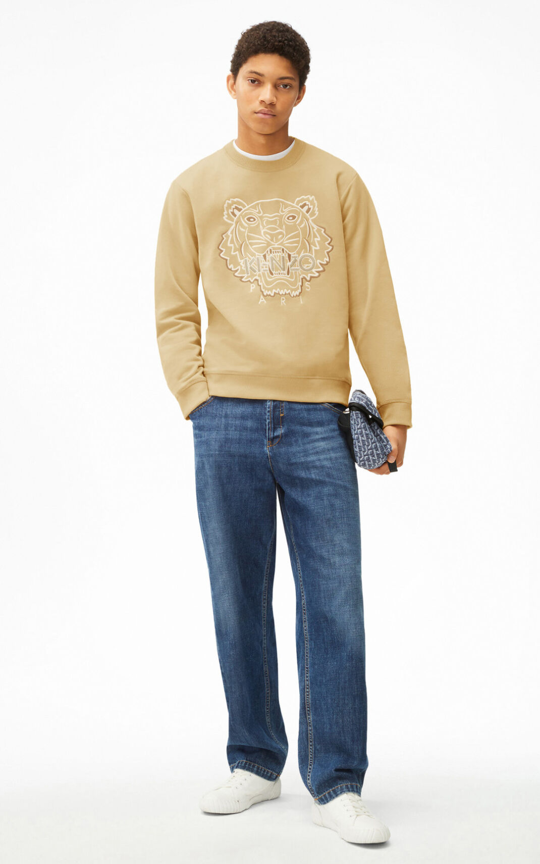 Kenzo Tiger Sweatshirt Erkek Koyu Bej Rengi | 2705-ODPBQ